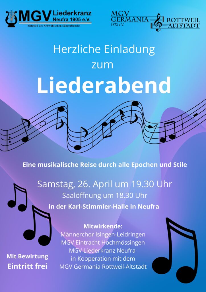 Konzert MGV Liederkranz Neufra @ Karl Stimmler Halle Neufra
